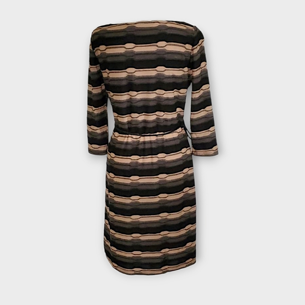 Tacera Textured Stripe Belted Blouson Midi Dress - Picture 4 of 8